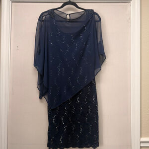 Women's Jackie Jon New York Navy Sequin Lace Dress Size 6